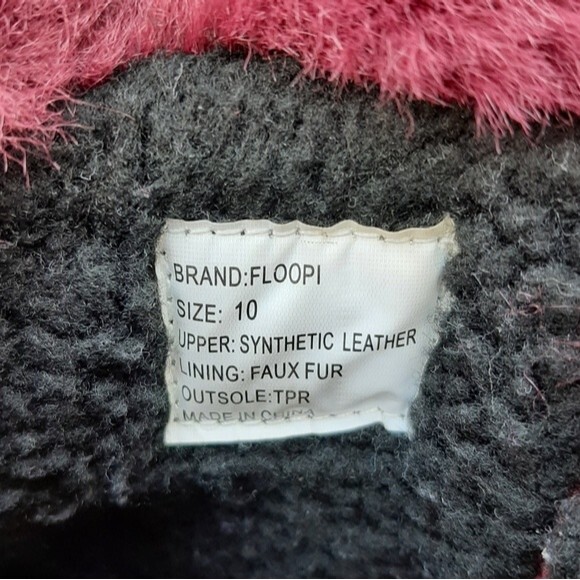 Floopi Faux Fur Boots Burgundy Lace-up Winter Shoes Booties Fleece-Lined Size 10 - Picture 2 of 13